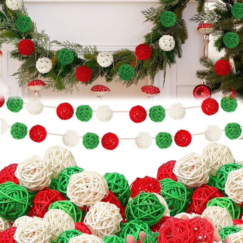 30 Pcs Christmas Rattan Balls - Decorative Vase Filler Ornaments