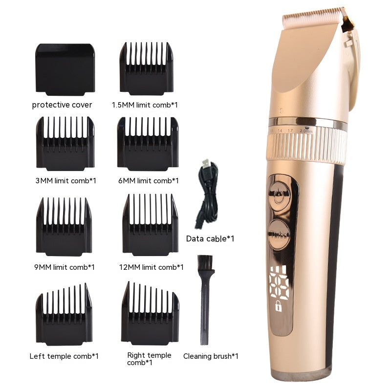 Electric Hair Clipper with LCD Display & Ceramic Blade