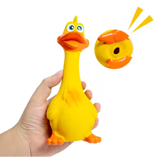 Interactive Latex Dog Chew Toys Squeaky Boredom Buster Duck Shape - Durable & Fun