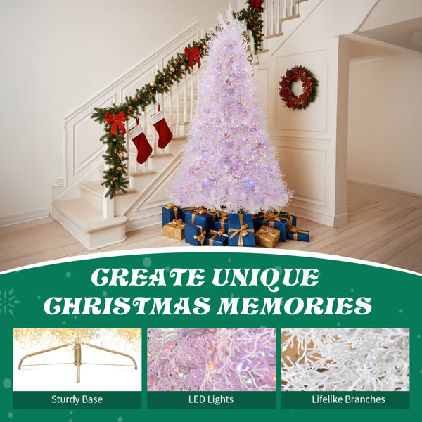 7 FT White Artificial Christmas Tree with 400 Lights & 3 Modes