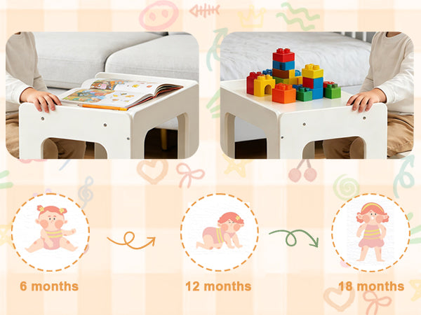 Weaning Table And Chair Set Height Adjustable Wooden For 1 To 3 Years