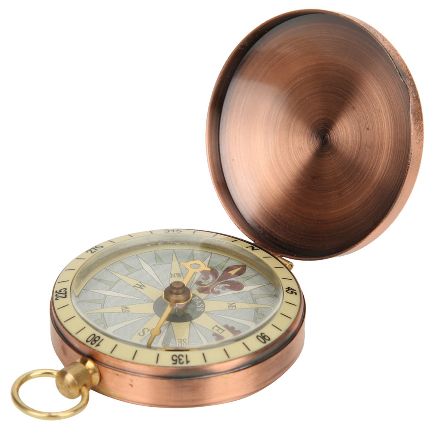 Vintage Portable Copper Flip Cover Compass for Camping