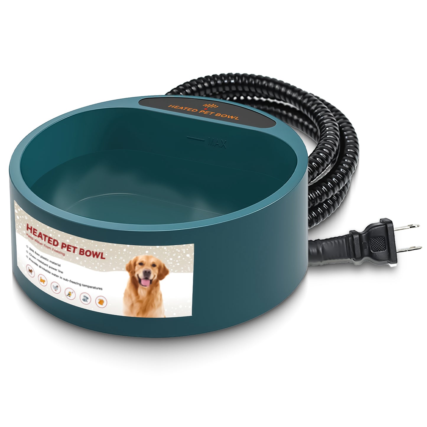 Heated Water Bowl for Dogs & Cats - 74.4oz IP67 Waterproof