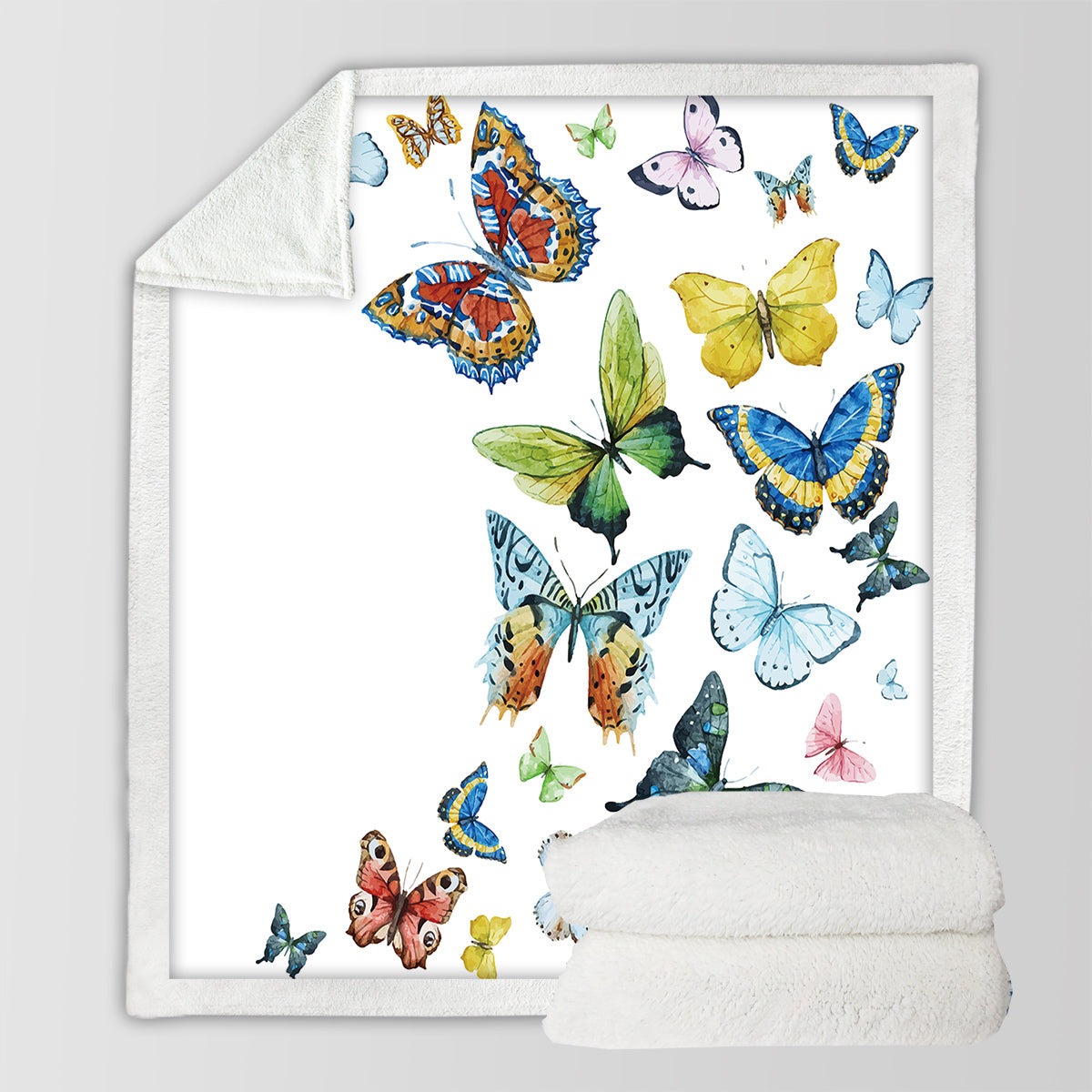 Colorful Butterfly Sherpa Fleece Blanket - 50x60 Inches