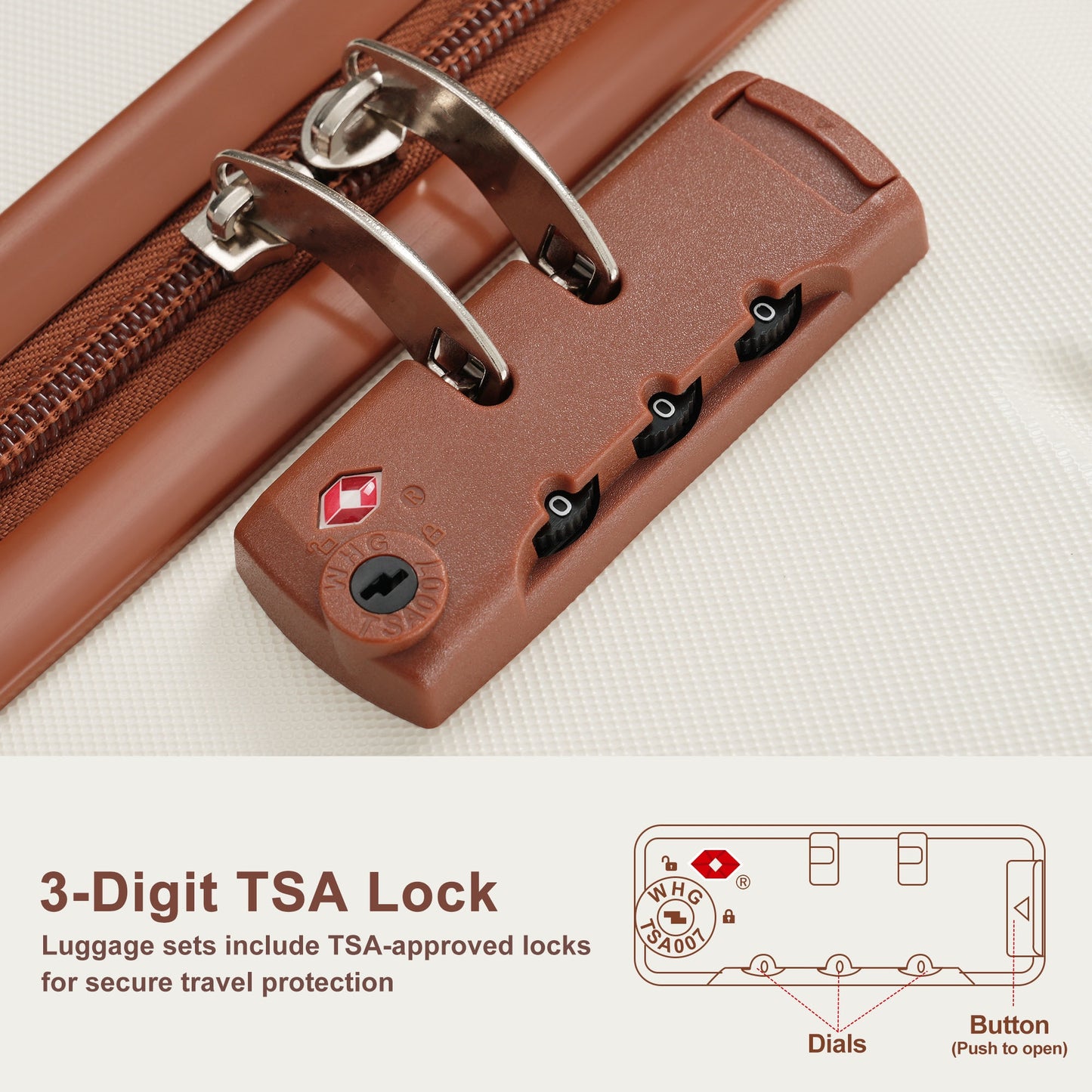 Expandable 6-Piece Hardside Luggage Set with TSA Lock - Ivory