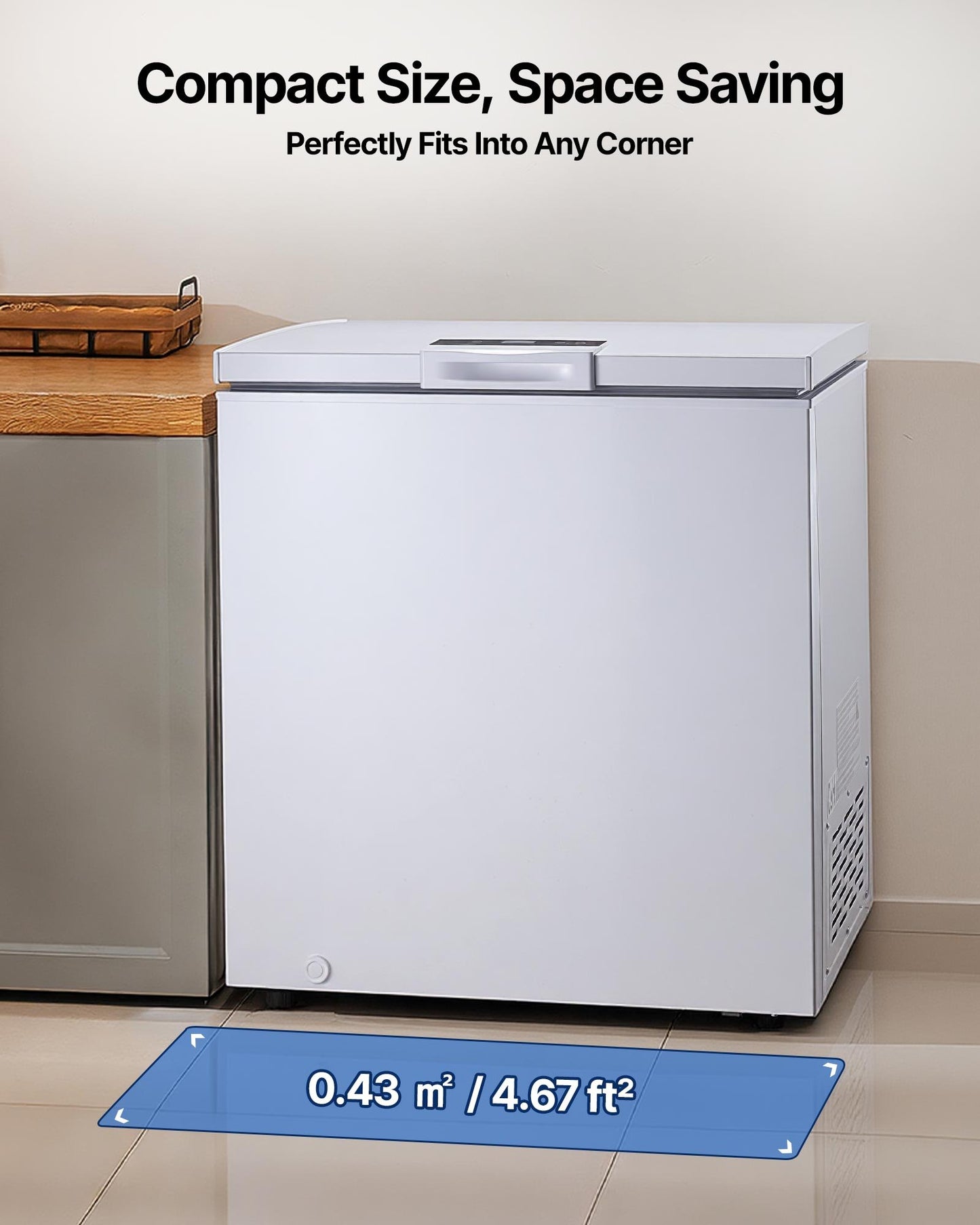 Compact Chest Freezer 5 Cu.ft with Removable Baskets & Adjustable Thermostat
