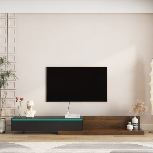 Modern Black TV Stand with LED Lights - Media Cabinet for Living Room