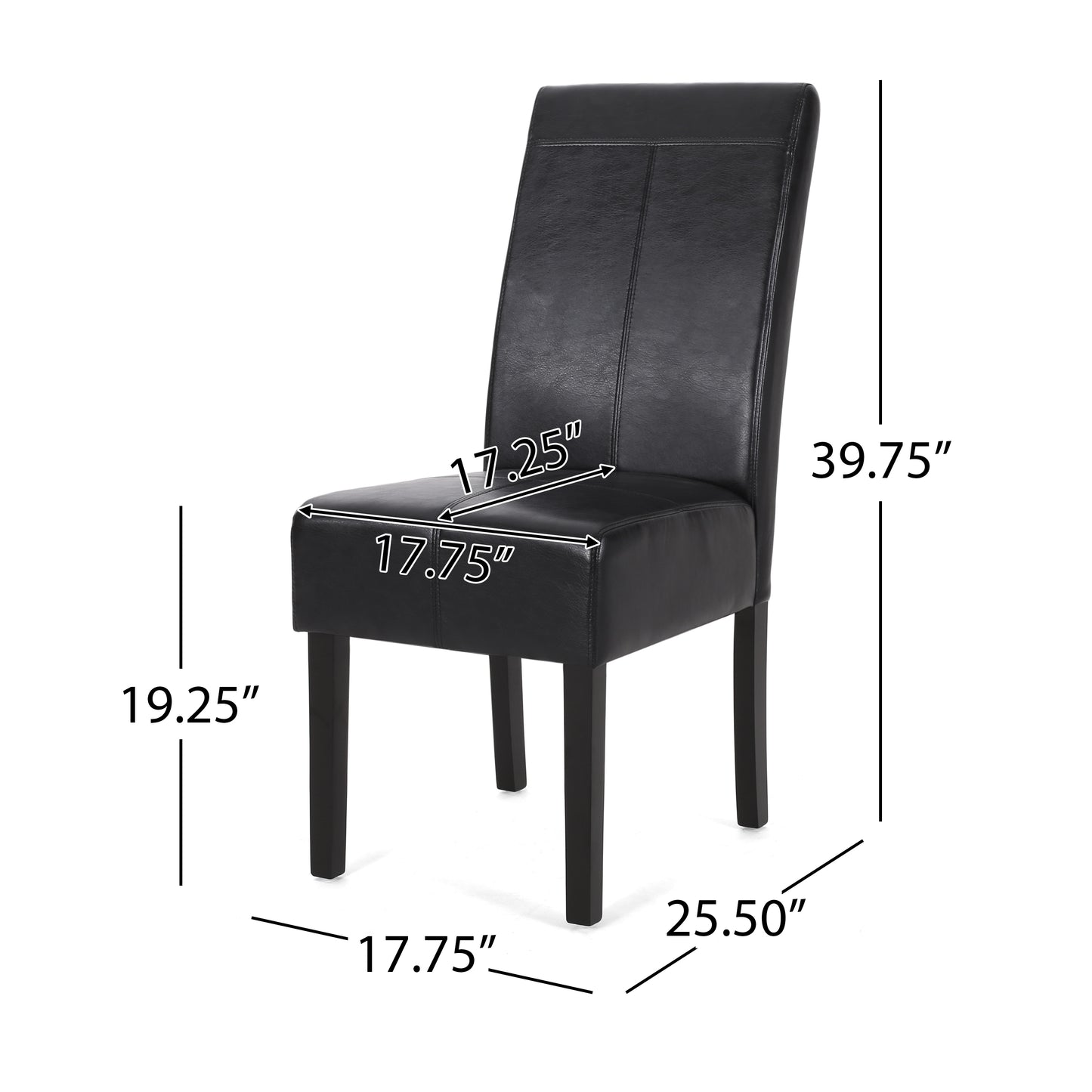Black PU Leather Dining Chair Set of 2 - Contemporary Design