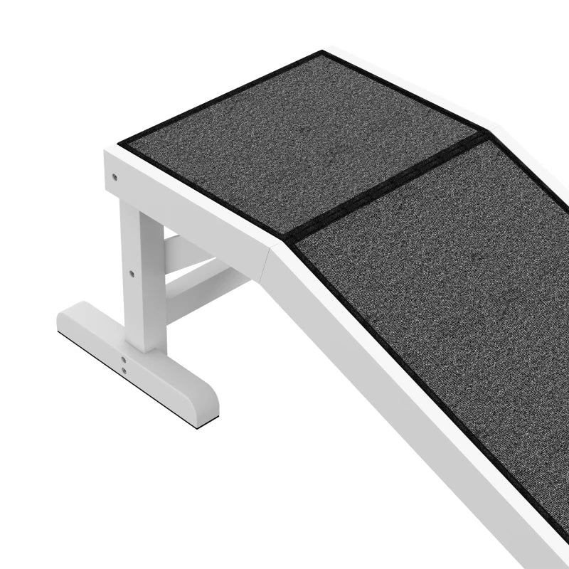Pet Ramp for Dogs & Cats with Non-Slip Carpet - White, Heavy Duty Wooden Pet Step