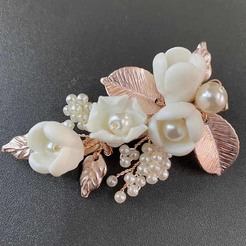 Handmade Wedding Bride Headpiece with Crystal Flowers