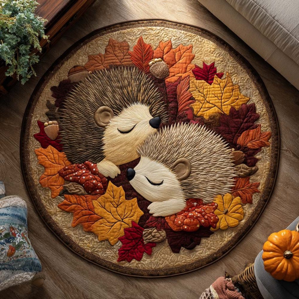 Digital Printed Round Rug with Leaf Pattern - Multiple Sizes & Styles