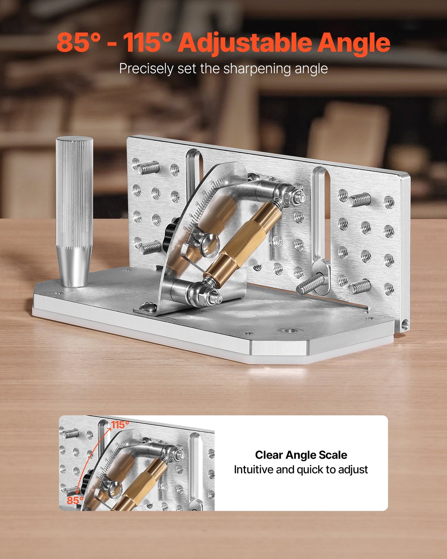 Adjustable Belt Grinder Knife Sharpening Jig with Dual Handles - 85°-115°