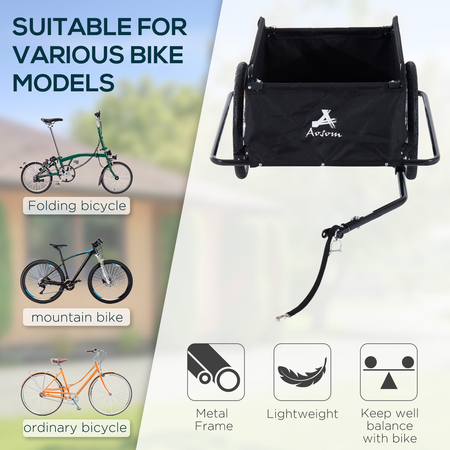 Bicycle Cargo Trailer with Removable Cover - 20" Wheels, Red