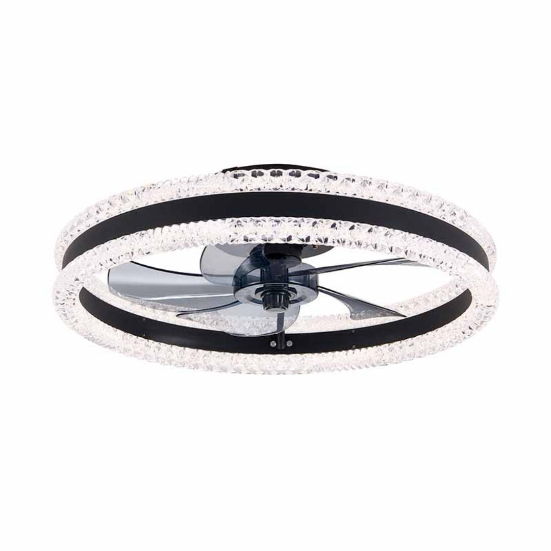 20in Modern Double Ring LED Ceiling Fan with Light Black Remote