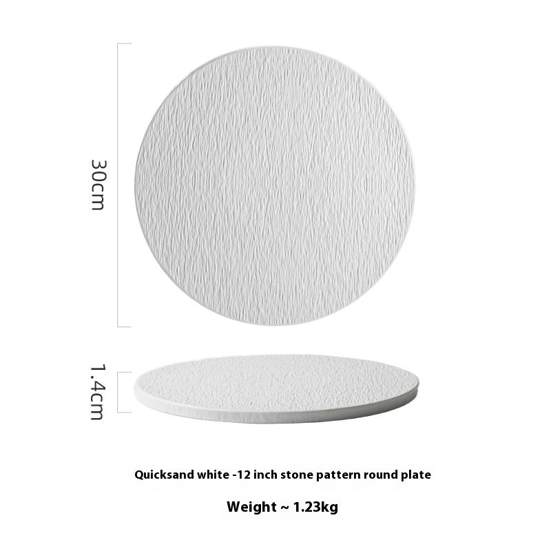 Ceramic Flat Plate Set - Nordic Style Rock Pattern Kitchen Dishware