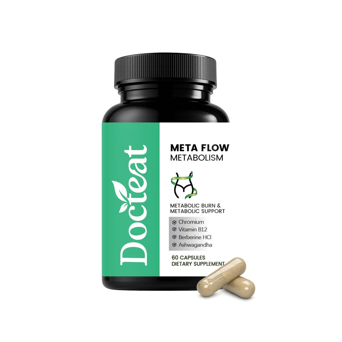 Herbal Dietary Supplement with Vitamin B12 & Green Tea - 60 Capsules