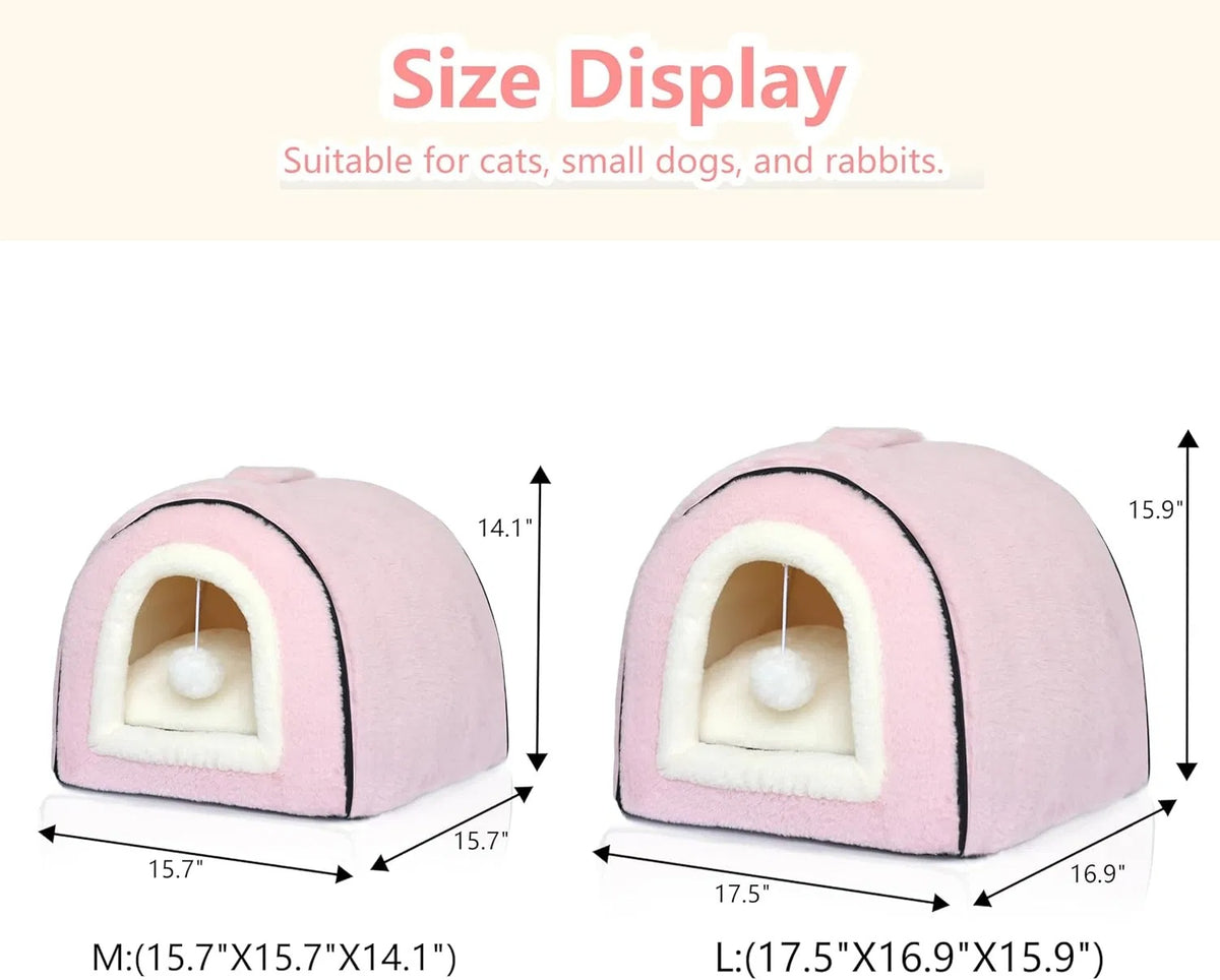 Foldable Indoor Cat Bed with Anti-Slip Water-Resistant Bottom - Cozy Pet House