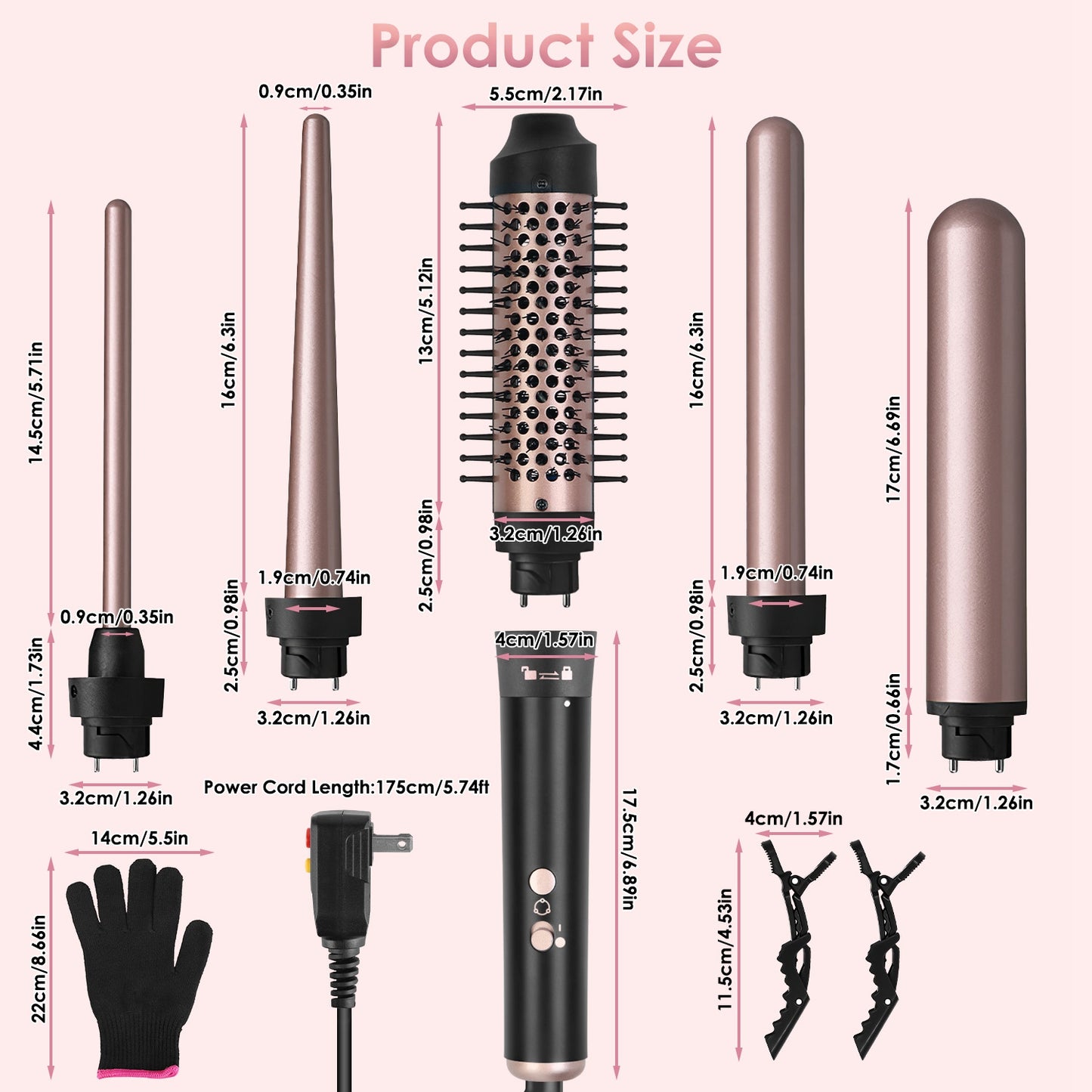 5-in-1 Curling Iron Wand Set with Interchangeable Barrels & Heat Control