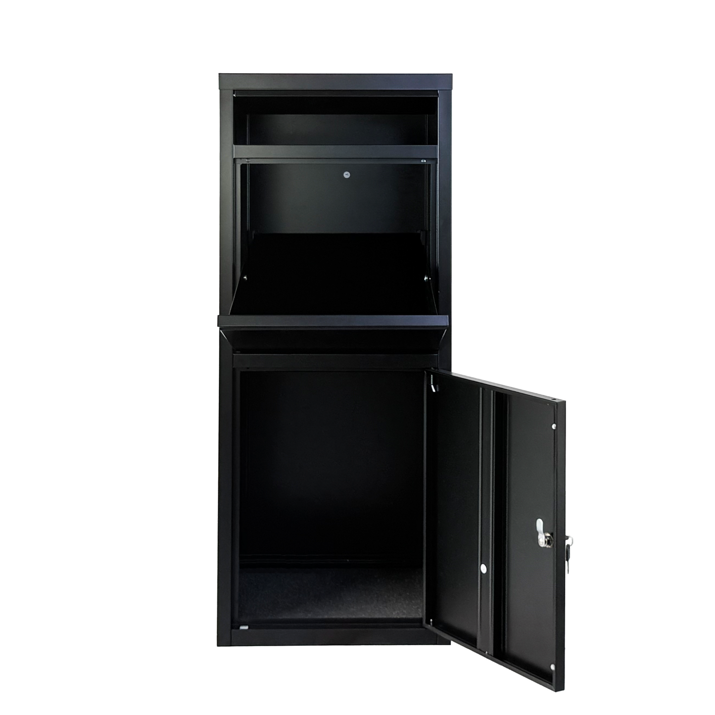Large Steel Package Delivery Box with Lockable Mail Compartment - Black