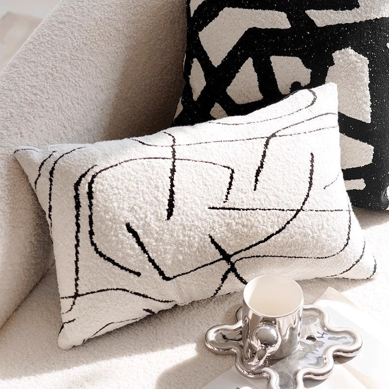 Modern Black and White Decorative Throw Pillow Cover Set - Various Styles and Sizes