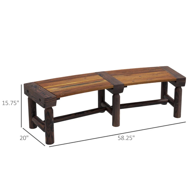 Wooden Semicircular Garden Bench - Brown Fir Wood