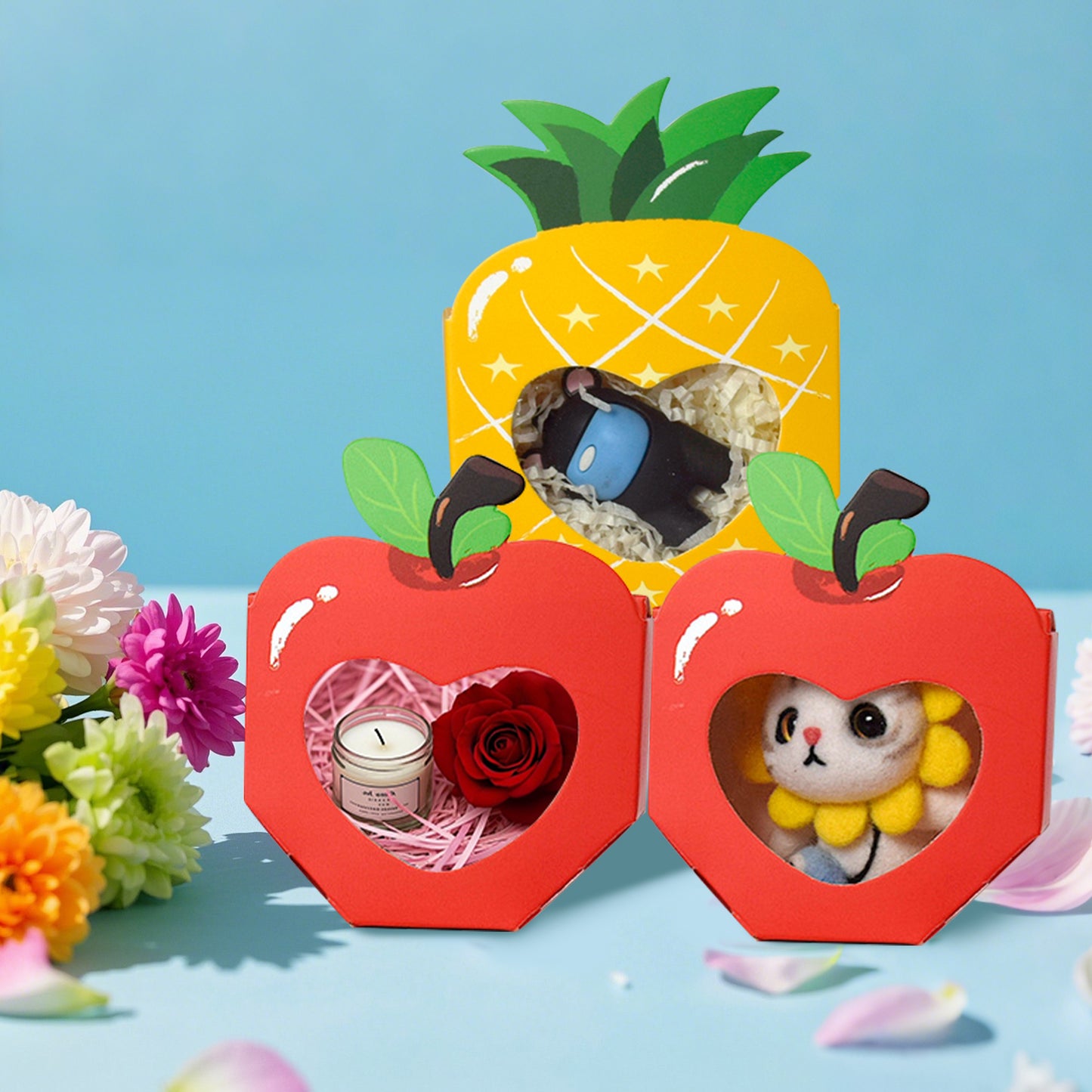 20 Pcs Cute Fruit Shaped Candy Gift Boxes - Yellow & Red