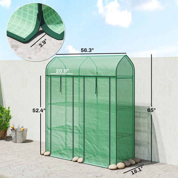 Mini Greenhouse with Three-Tier Plant Shelf - Green