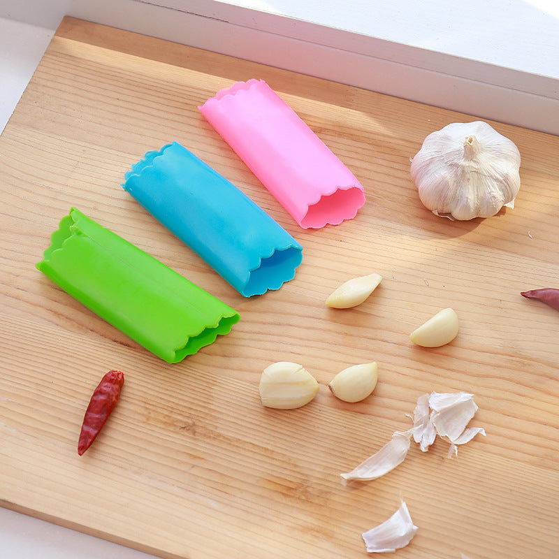 Manual Garlic Press Kitchen Tool - Silicone Handheld Peeler, Multiple Colors