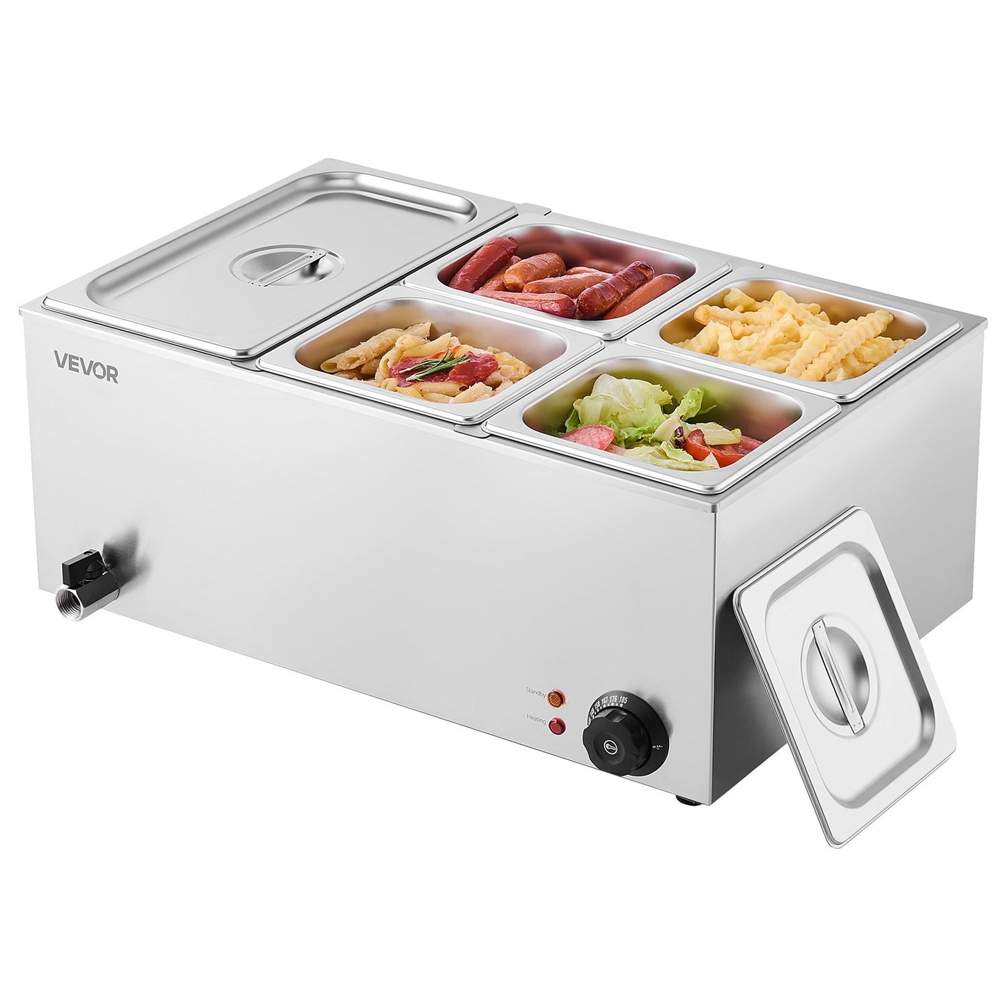 Commercial Food Warmer 5-Pan Countertop Buffet Bain Marie - Silver