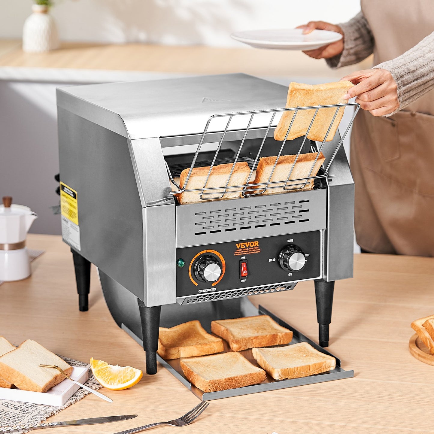 Commercial Conveyor Toaster 300 Slices/Hour Stainless Steel Restaurant Toaster