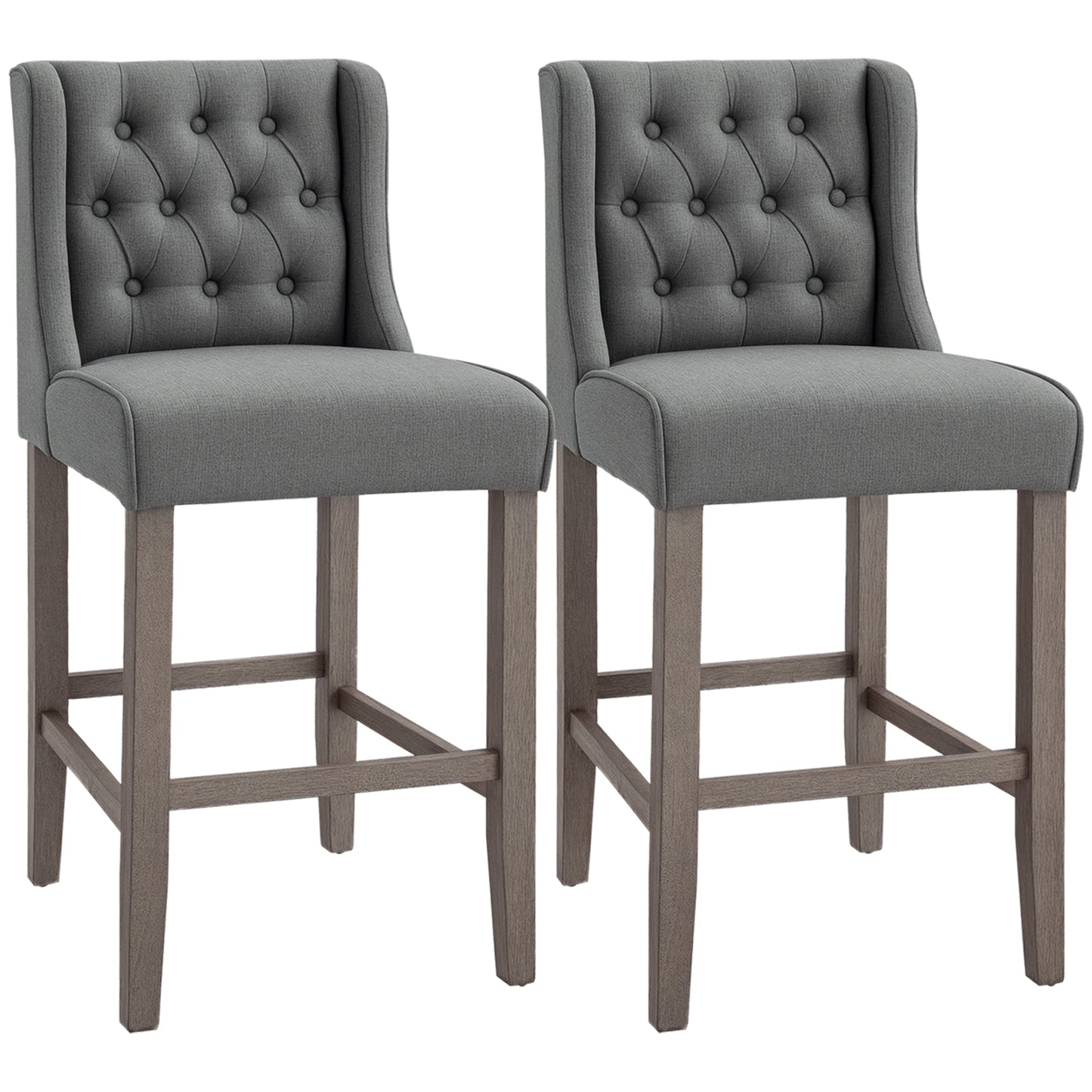 26.25" Counter Height Bar Stools, Tufted Wingback Armless Upholstered