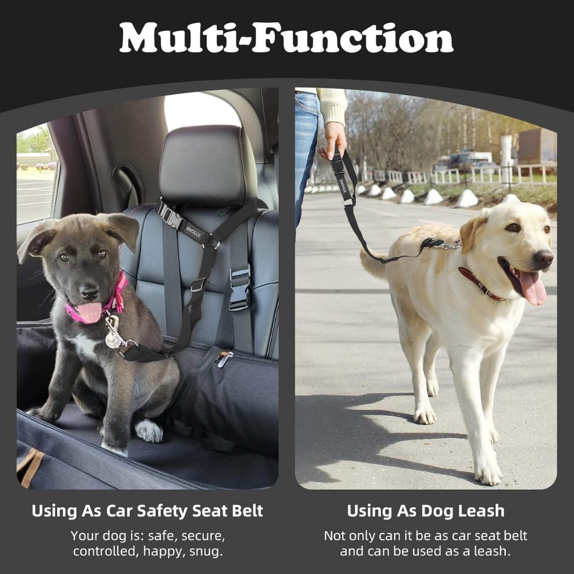 Dog Car Seat Belt Restraint with Adjustable Nylon Tether - Safe Travel Accessory