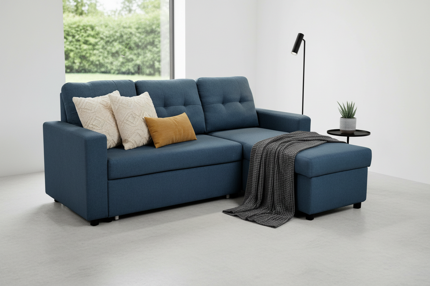 Convertible L-Shaped Sectional Sleeper Sofa Bed, Stylish Apartment