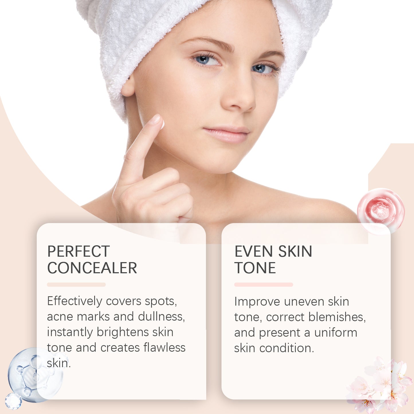 Moisturizing Concealer Cream for Face and Body - Natural Brightening Finish