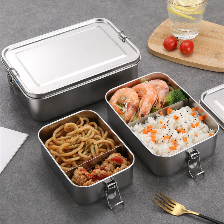 Stainless Steel Picnic Lunch Box with Snap Closure - Multiple Sizes & Quantities
