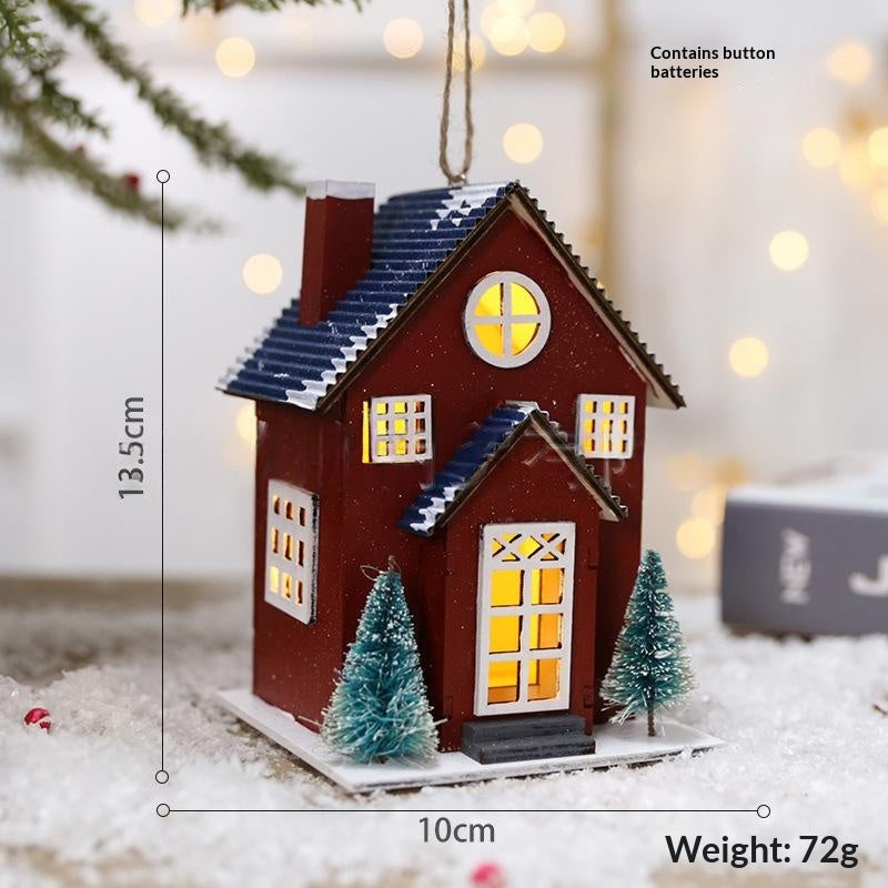 Creative Christmas Wooden House Pendant Decor - Rustic Holiday Ornaments