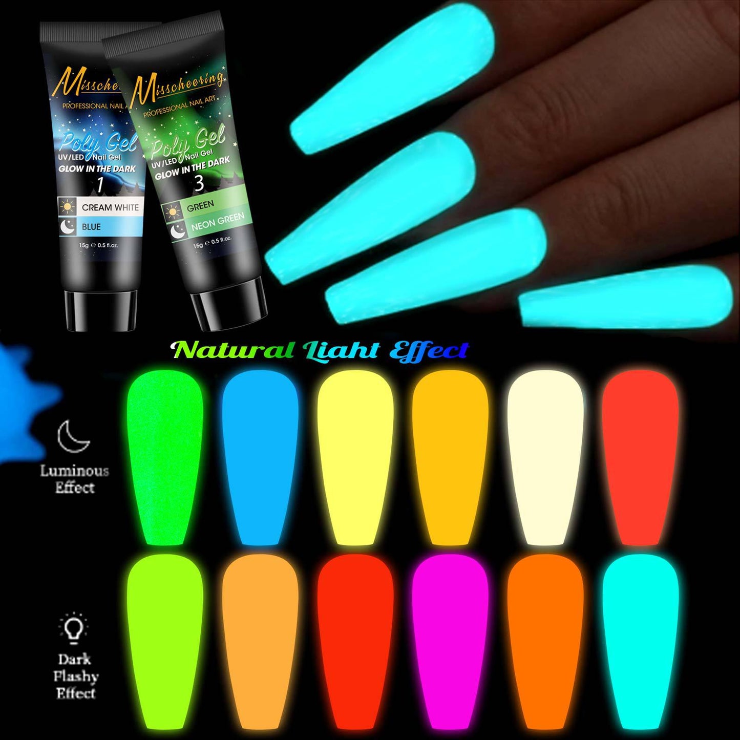 12-Color Sequin Nail Extension Kit - Nail Art & Gel Accessories
