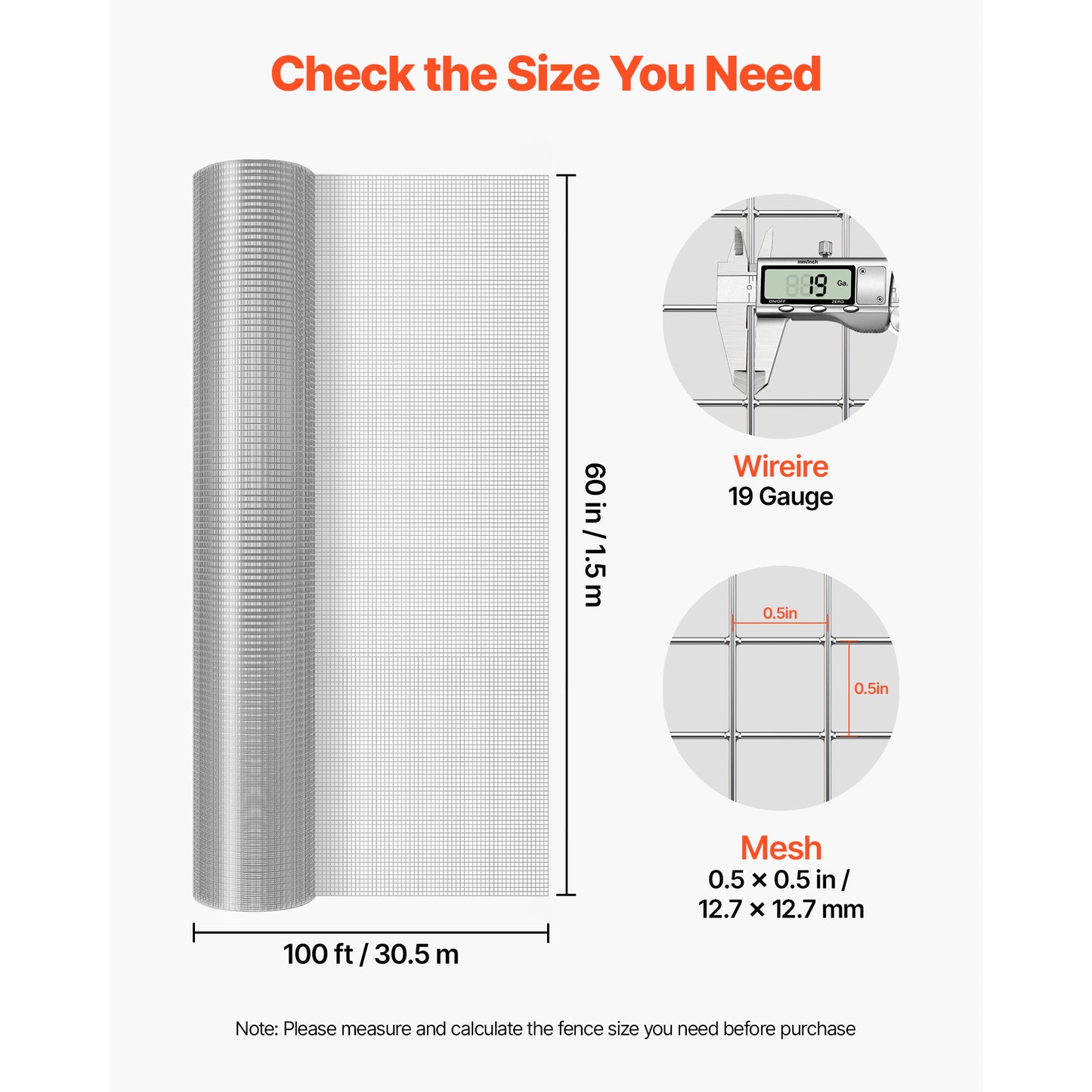 Galvanized Chicken Wire Mesh Roll 1/2 Inch 60x100 Ft Garden Fencing Support