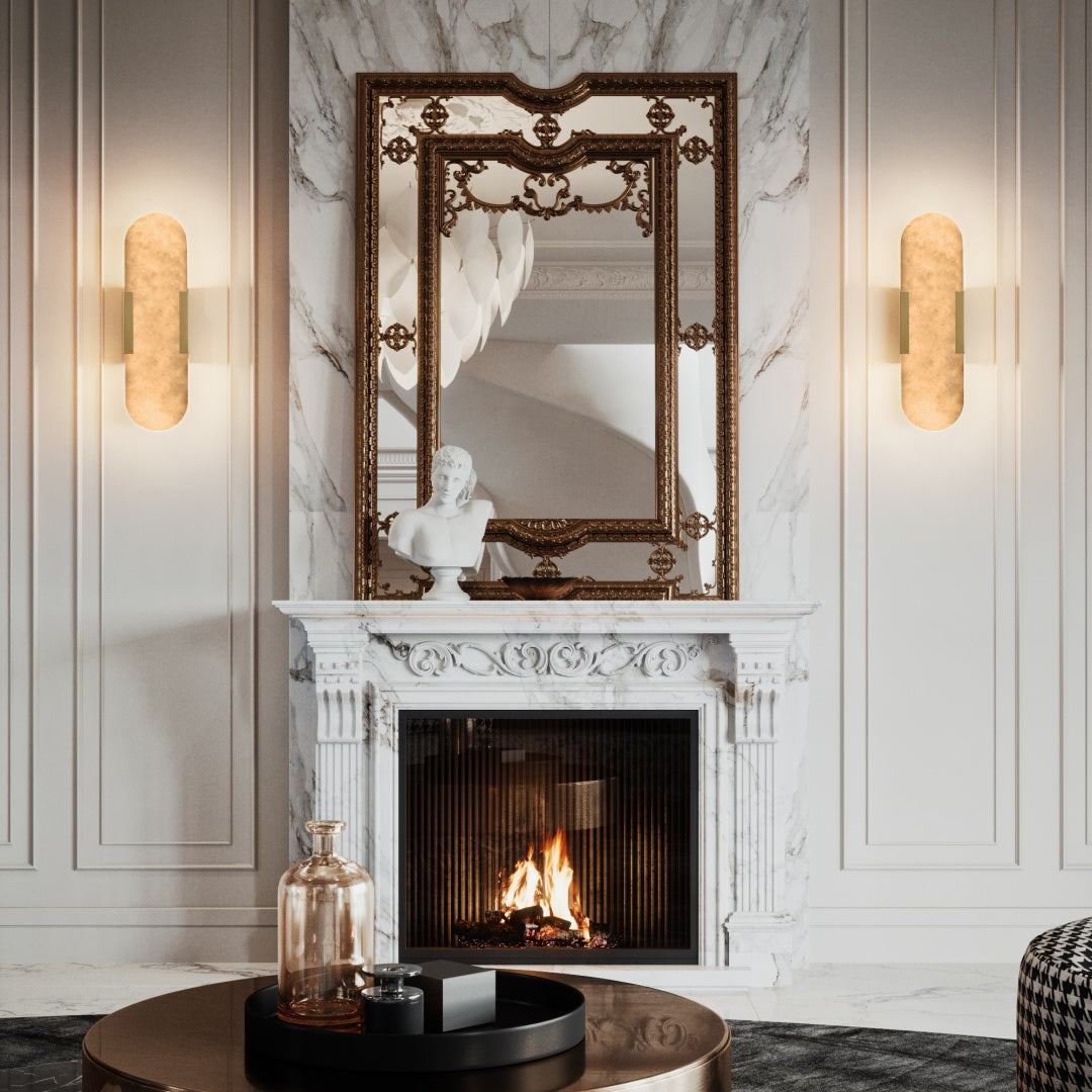 Gold Marble Wall Sconce Set of 2 - Modern Indoor Lighting