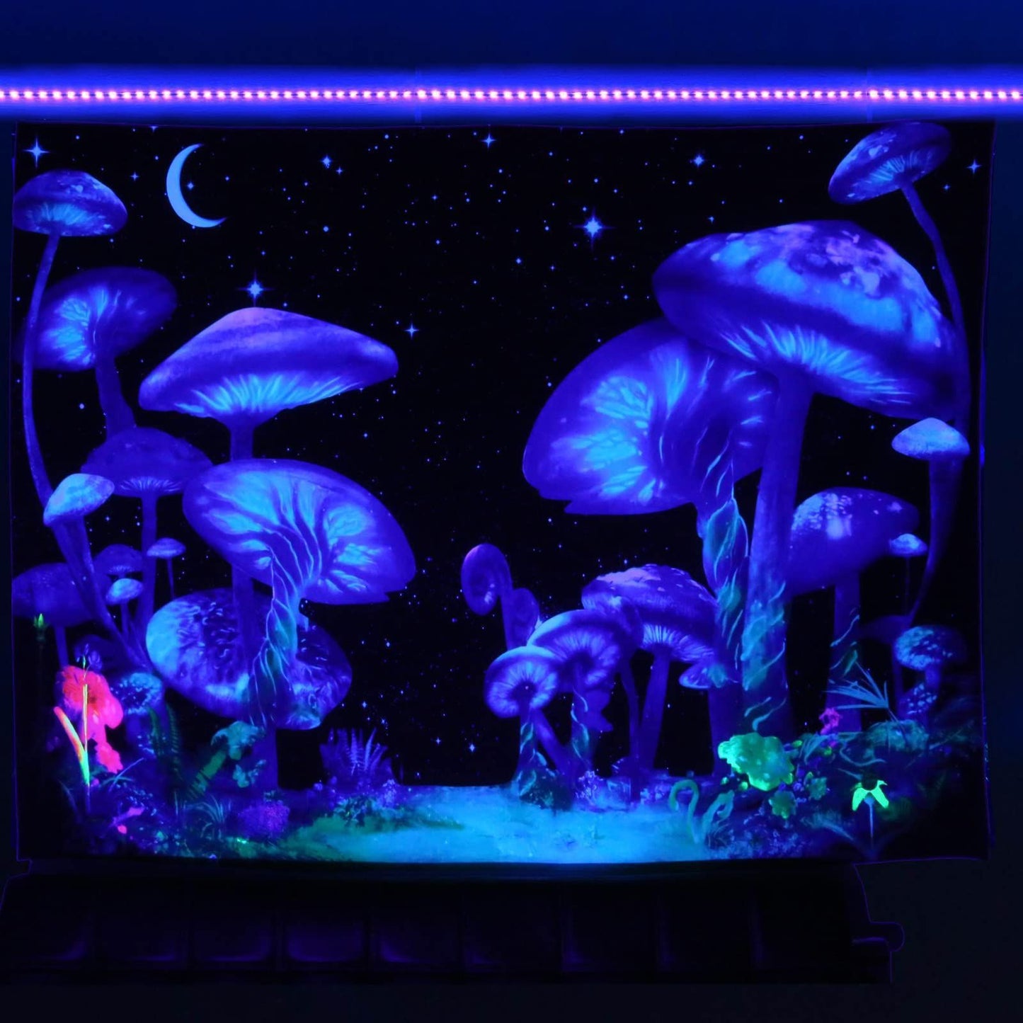 UV Fluorescent Tapestry Skull Flower Eye Design Modern Wall Art
