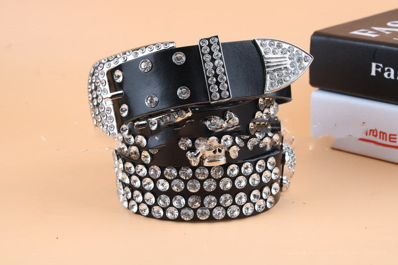 Western Cowboy Rhinestone Belt for Women - High-Quality Rivet Fashion Accessory