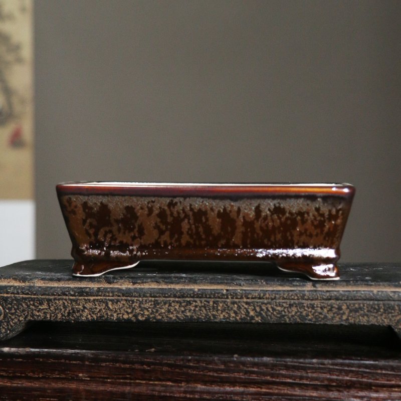 Japanese Rectangular Clay Flowerpot with Purple Sand Finish - Multiple Colors