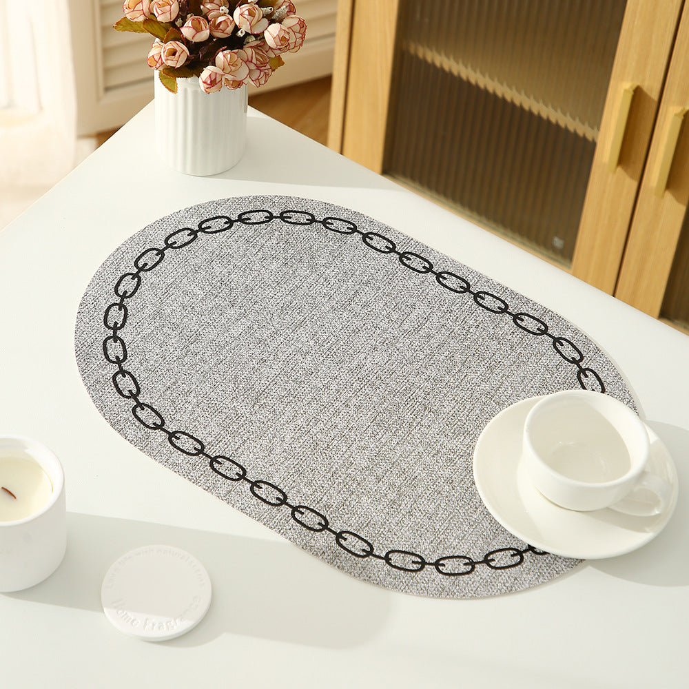 Nordic-Style Linen-Textured Leather Chain-Link Placemat - Home Decor