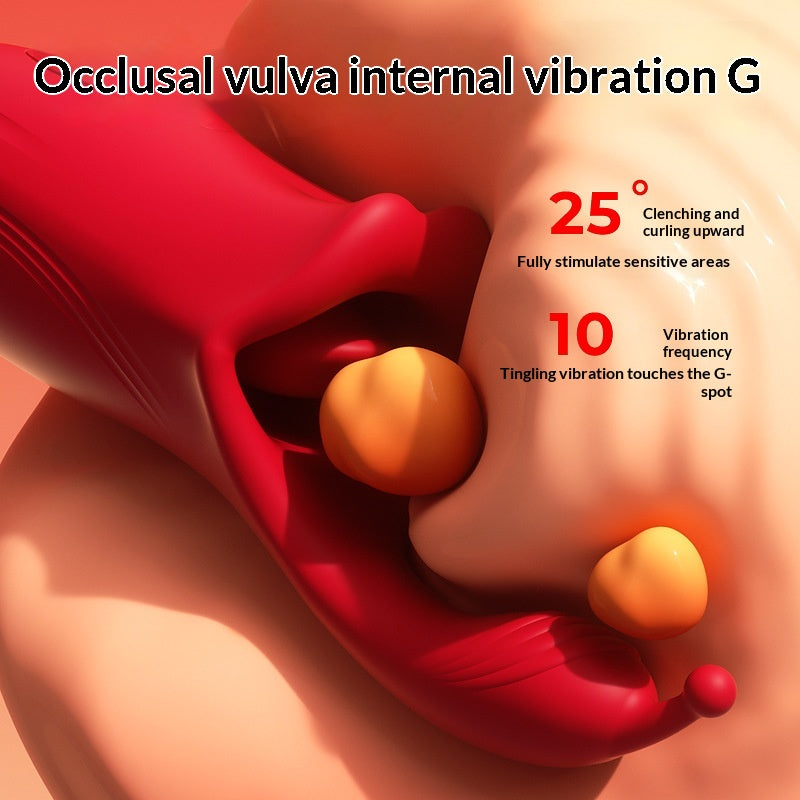 Vibrating Stick and Female Sex Toy Masturbator with Finger Sleeve - Silicone, Red
