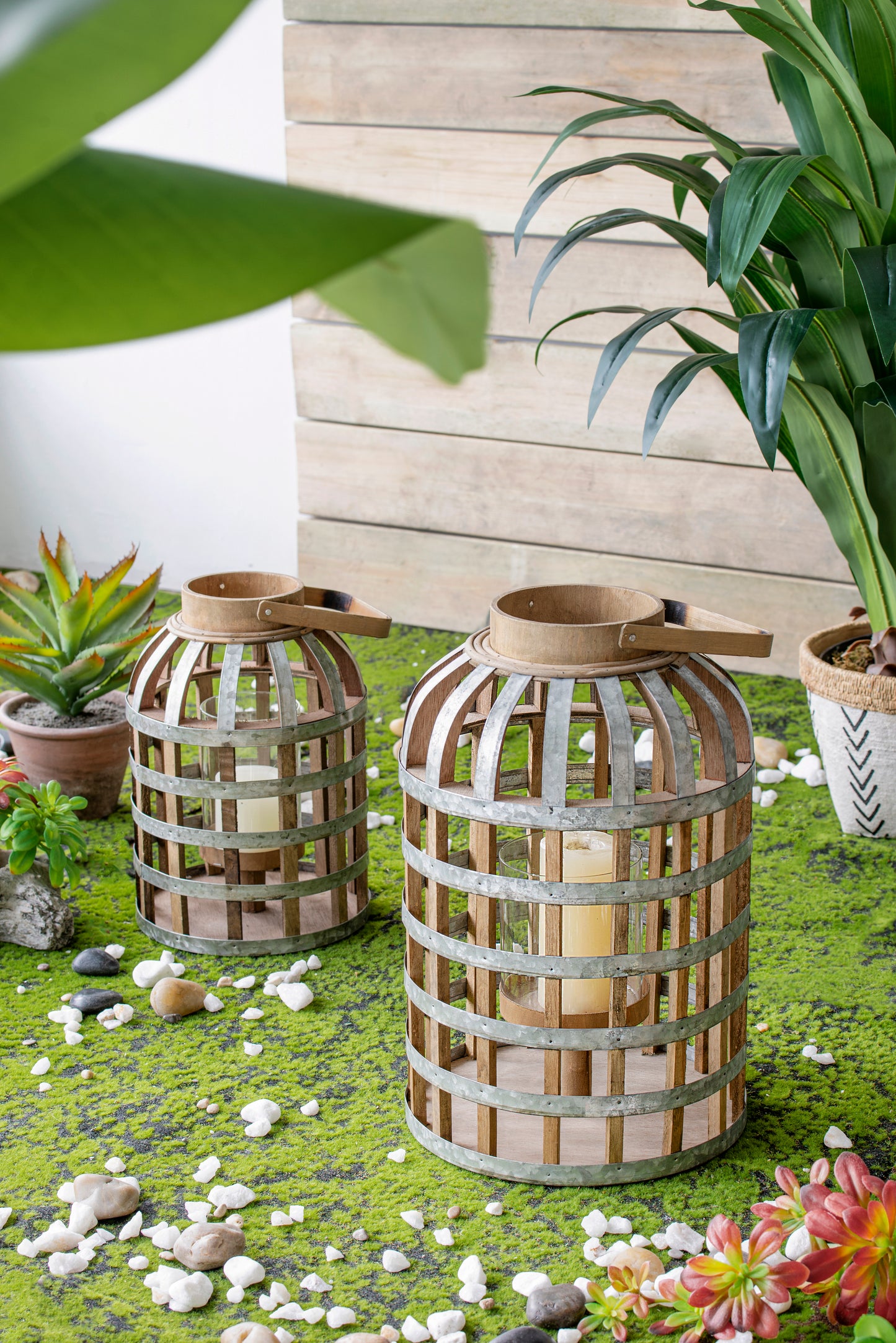 Decorative Lantern With Handle, Wooden For Indoor Outdoor, Home