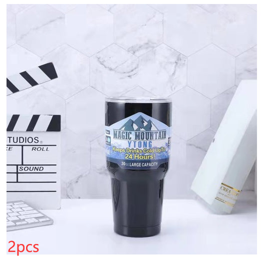 Large Capacity Stainless Steel Travel Insulated Car Mug with Straw & Brush