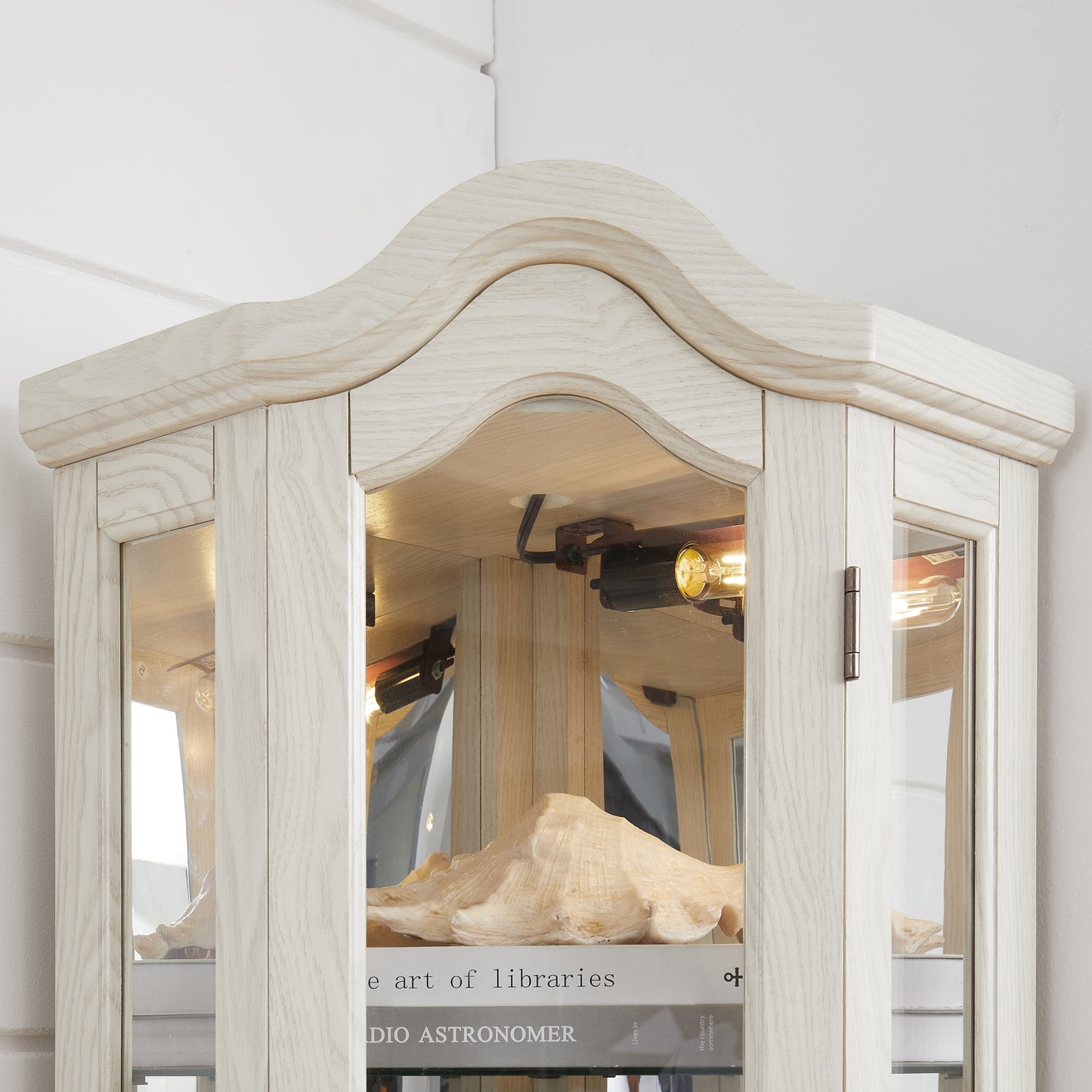 Curio Cabinet Lighted Glass Display W Tempered Doors And Shelves,