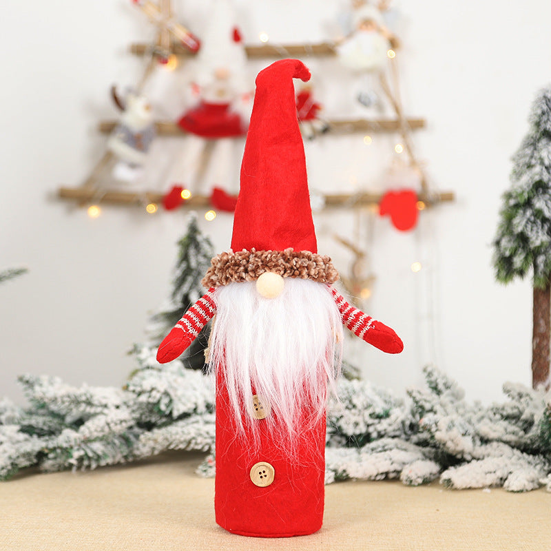 Faceless Old Man Christmas Wine Bottle Cover - Holiday Decor, Wine Sleeve