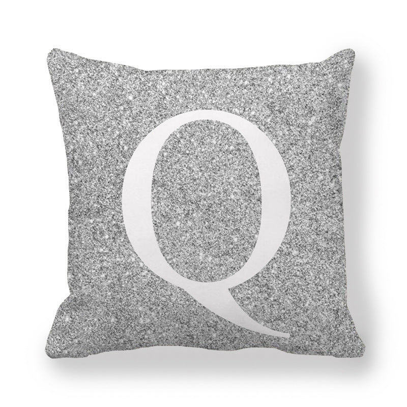 Gray Shading Encrypted English Letters Pillow Cover 45x45cm Fabric Home Decor