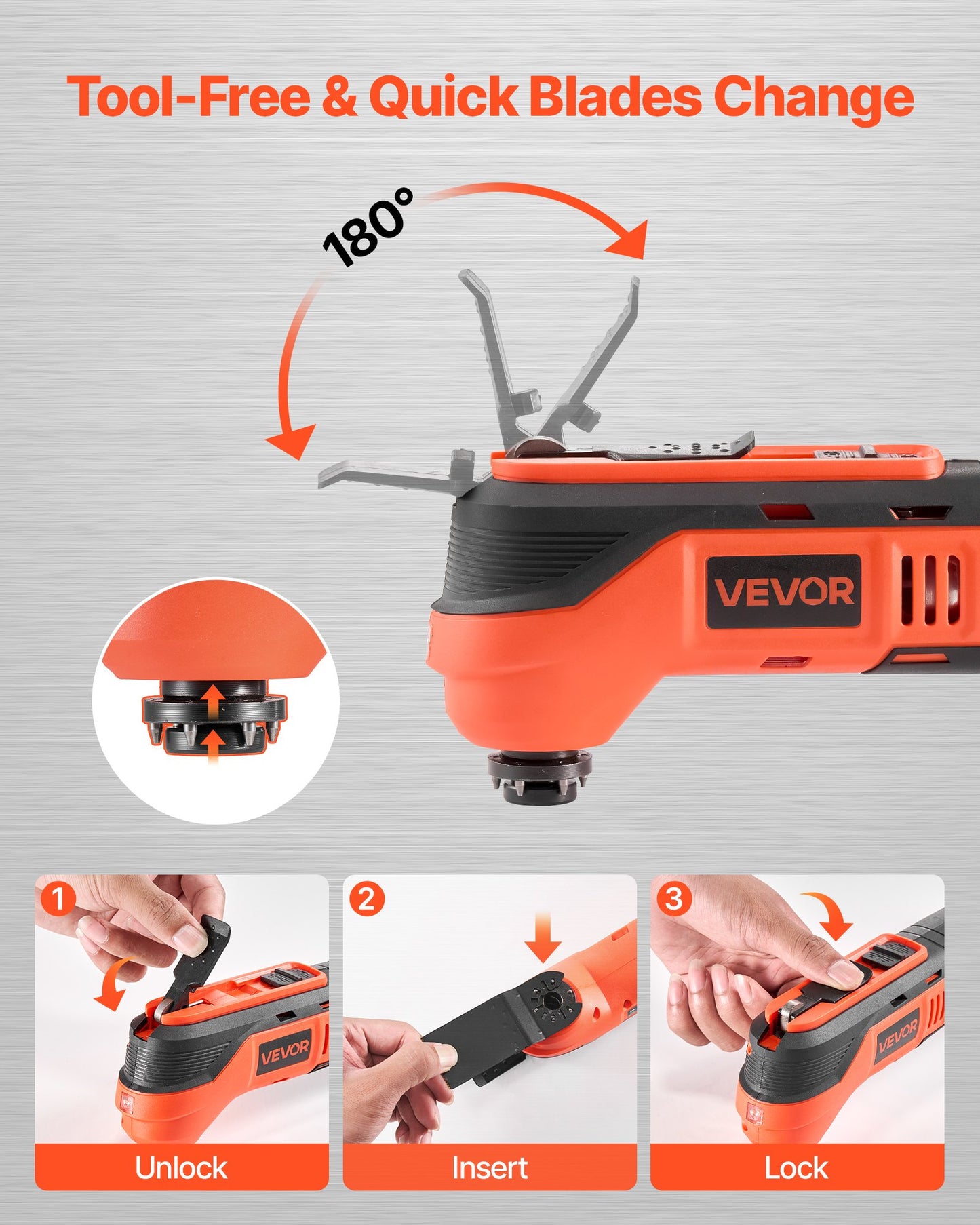 Cordless Oscillating Multi-Tool Kit with 6 Speed Settings & LED Light